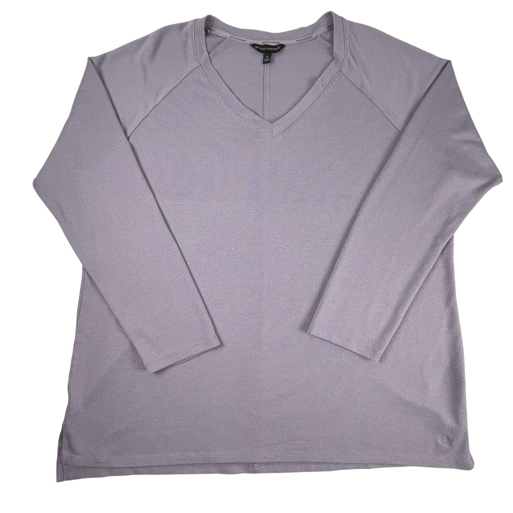 Banana Republic Top Womens XL Purple V-Neck‎ Long Sleeve Raglan Soft Knit - Picture 2 of 8